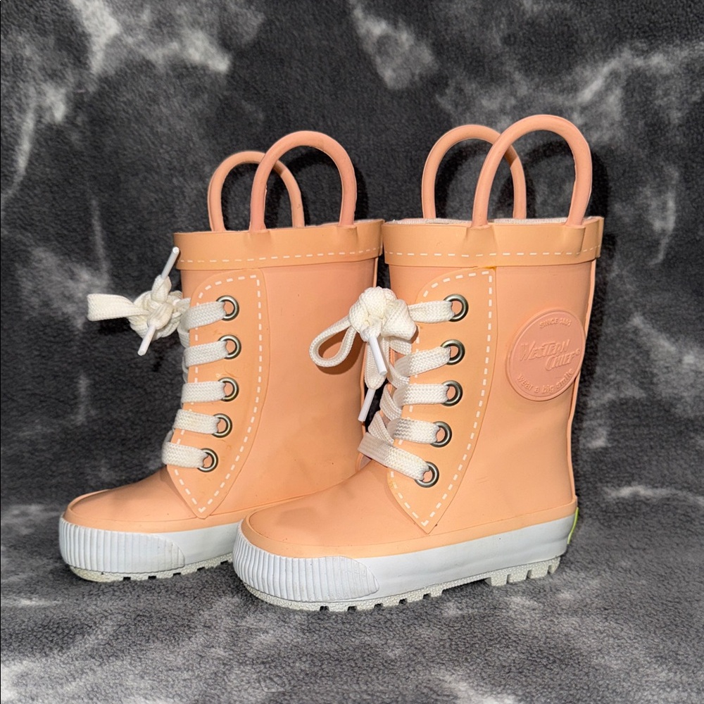 Western Chief Kids Peach Lace-Up Rain Boots